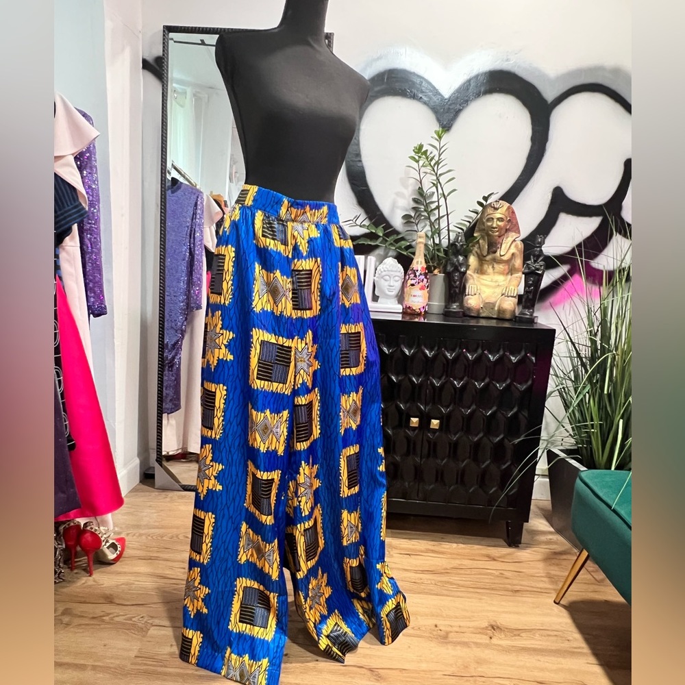 Ethnic print wide leg pants